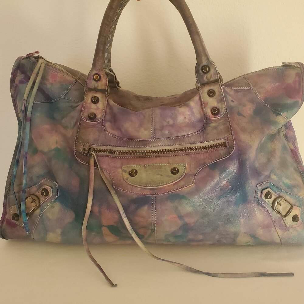 Balenciaga Graffiti giant City Bag Purse pink blue purple green grey gray silver - Picture 7 of 16